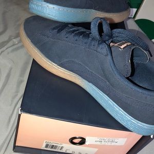 Blue and Salmon Suede Pumas